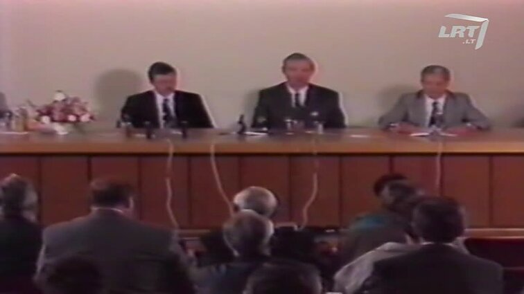 Panoramos archyvai. Adolfo Šleževičiaus ir Audriaus Butkevičiaus spaudos konferencija