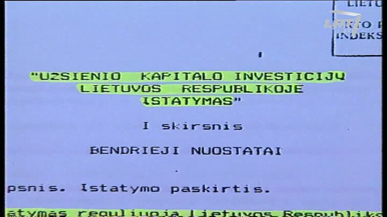 Panoramos archyvai. Investicijų įstatymas. Kalba J. Veselka