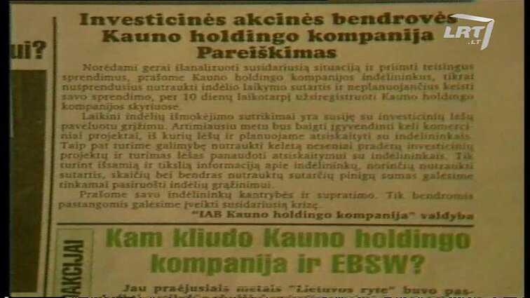 Panoramos archyvai. Kauno Holdingo kompanija susimąstė kaip grąžinti pinigus