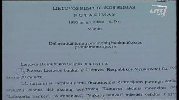 Panoramos archyvai. Dokumentas dėl bankininkystės