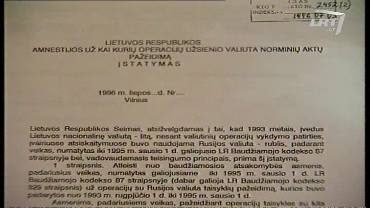 Panoramos archyvai. Amnestijos įstatymas pažeidėjams