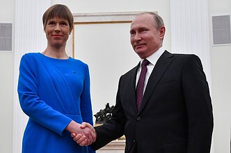 Estonian President Kersti Kaljulaid and Russia's Vladimir Putin Estonian President Kersti Kaljulaid and Russia's Vladimir Putin