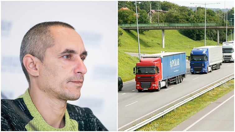 Sumuštas vairuotojas ir vilkikai