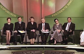 Kandidatai į prezidentus su antrosiomis pusėmis ir štabo nariais debatuose 1997-aisiais