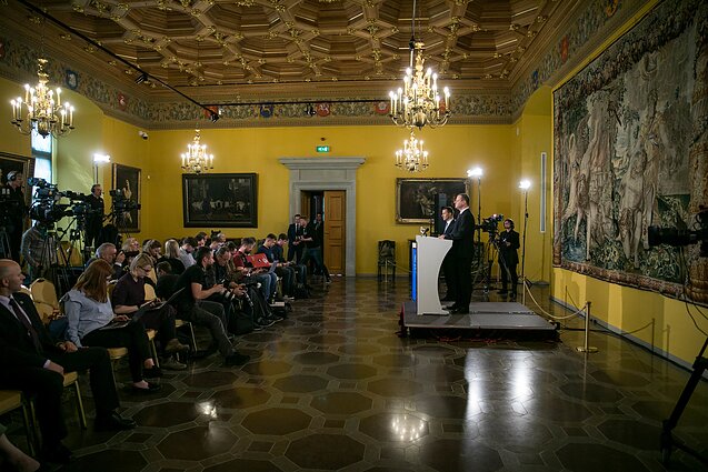 Spaudos konferencija po rinkimų pirmo turo. Saulius Skvernelis