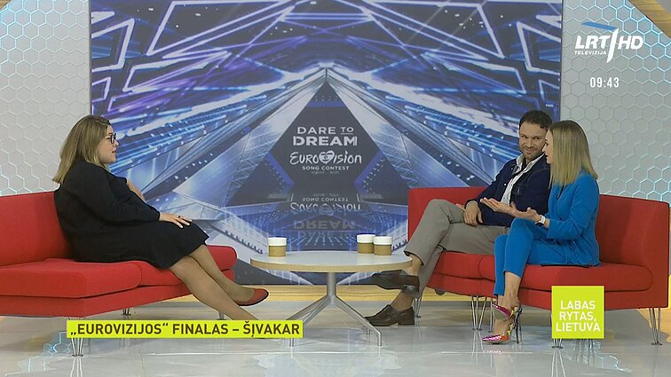 „Labas rytas, Lietuva“ I dalis. Kam „Eurovizijos“ finale pergalę prognozuoja Vaidas Baumila ir Dovilė Filmanavičiūtė?