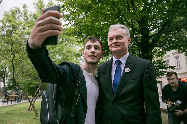 Gitanas Nausėda atvyko į rinkimų štabą