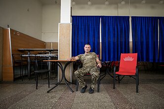 Local service worker in Chernobyl town