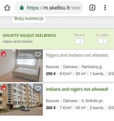 The now-deleted ads on skelbiu.lt