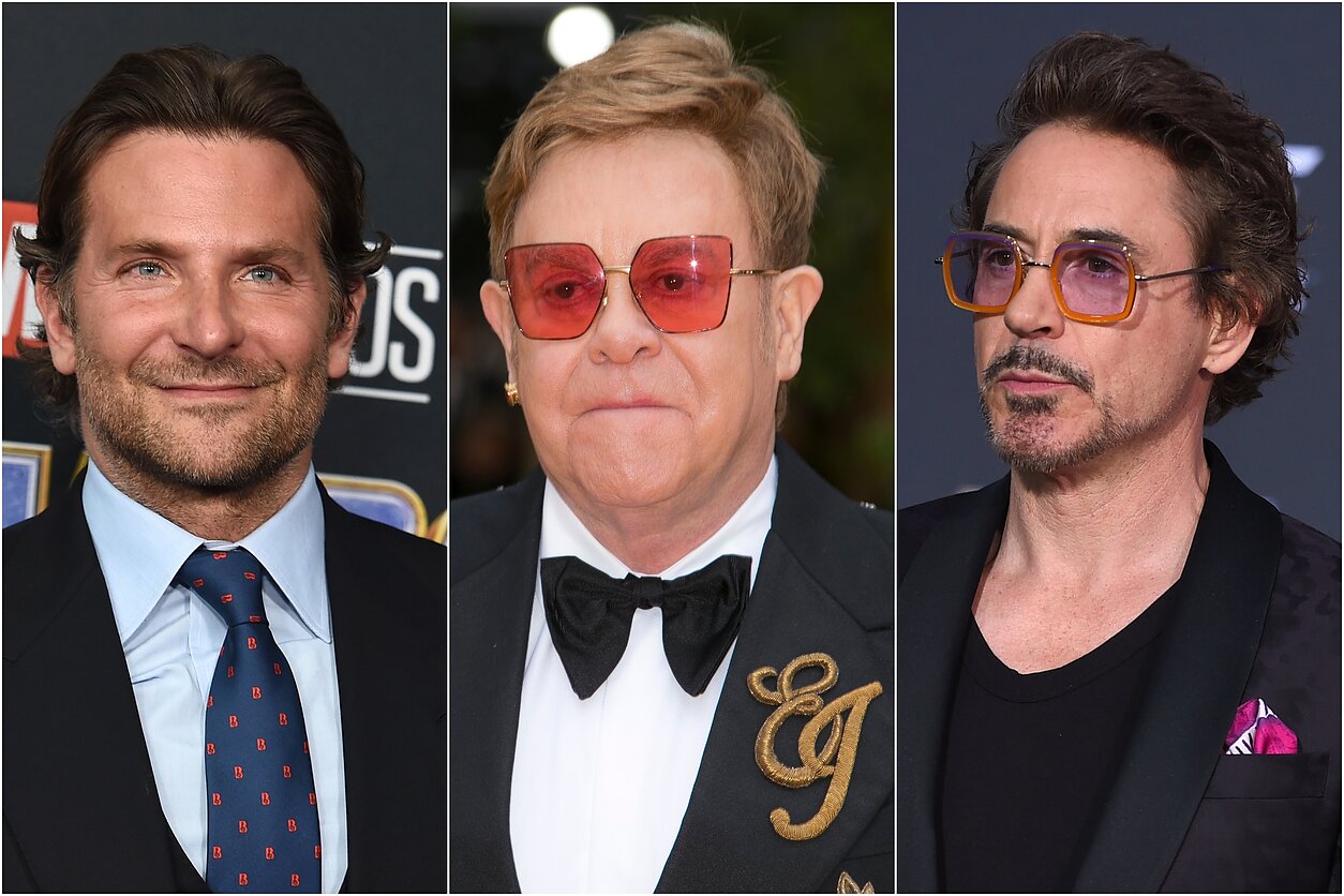 Bradley Cooperis, Eltonas Johnas, Robertas Downey Jaunesnysis Bradley Cooperis, Eltonas Johnas, Robertas Downey Jaunesnysis