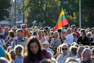 Some 10,000 people in Vilnius celebrate Baltic Way anniversary, August 2019.