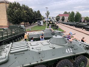 A military equipment display in Sovetsk, on the other side of the Lithuanian border