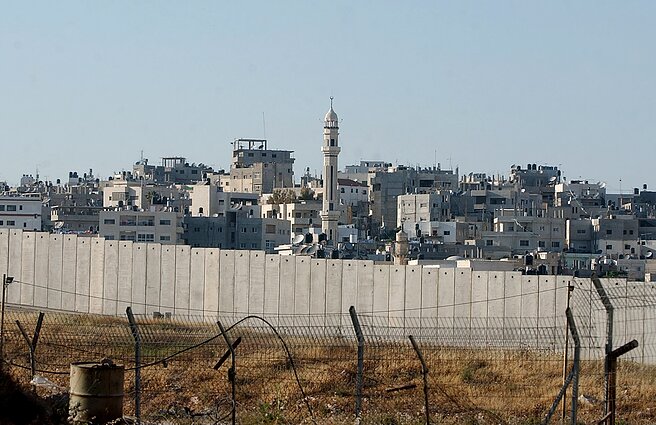 Separation wall near Ramallah in 2005, Palestine (West Bank)
