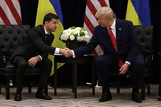 Volodymyras Zelenskis ir Donaldas Trumpas