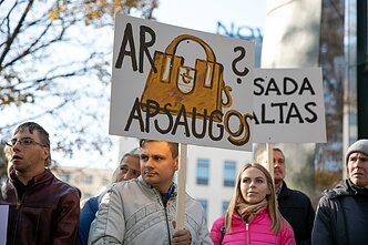 Socialinių darbuotojų protesto akcija