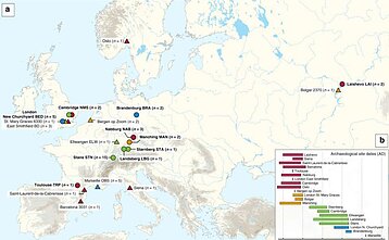 Žemėlapis, rodantis archeologinių kasinėjimų vietas. Jose atrastus palaikus tyrė mokslininkai Žemėlapis, rodantis archeologinių kasinėjimų vietas. Jose atrastus palaikus tyrė mokslininkai