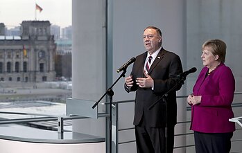 US State Secretary Mike Pompeo and German Chancellor Angela Merkel