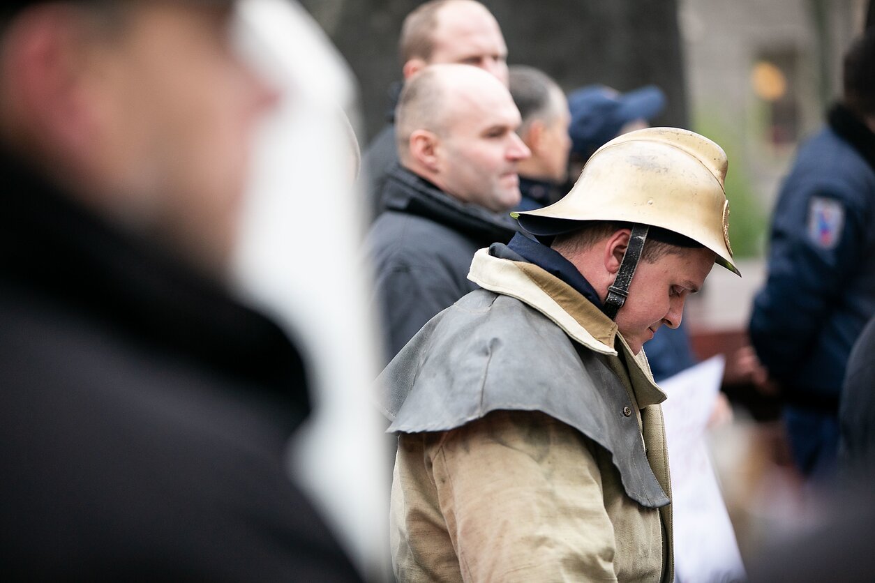 E. Blaževič  / LRT nuotr., Savivaldybių ugniagesių protesto akcija