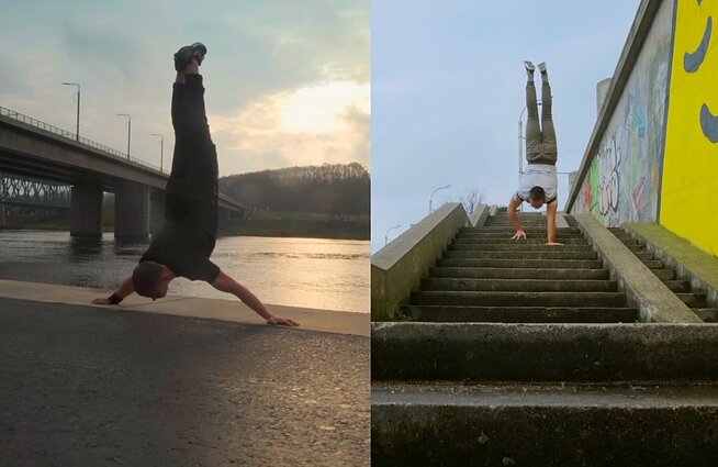 Lietuvos nerealieji. Duetas, pasaulį matantis aukštyn kojomis: Marius bei Lukas ant rankų ne tik stovi, bet ir šokinėja