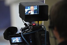 Camera viewfinder showing Russian president Vladimir Putin (associative)