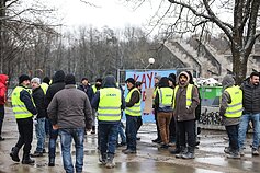 Construction workers at Kaunas' Darius and Girėnas Stadium strike over unpaid wages