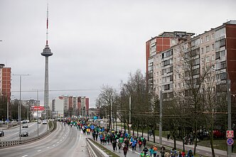 A tribute run in Vilnius ended by the TV Tower, one of the sites of Soviet aggression in January 1991
