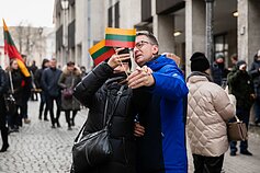 People celebrate independence day in Vilnius