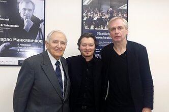 Saulius Sondeckis, trimitininkas Sergejus Nakariakovas, Gintaras Rinkevičius (2015)