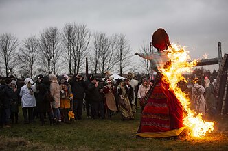 Užgavėnės at the Žaliūkių mill near Šiauliai in northern Lithuania