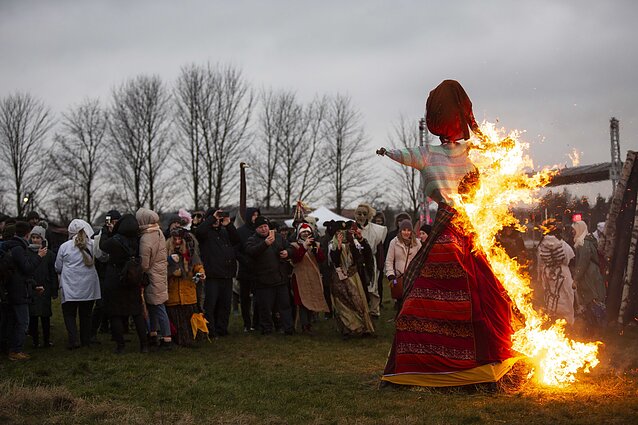 Užgavėnės at the Žaliūkių mill near Šiauliai in northern Lithuania
