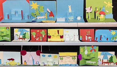 Some of the creative work by the children that attended the Alina Selana workshop