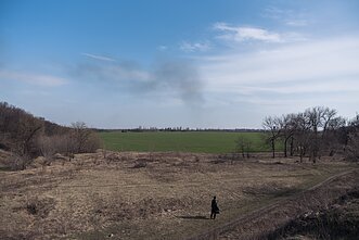 Shelling several kilometres outside Zolote villages in Luhansk region, Ukraine, March 2020