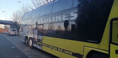 Lenkijos pasienyje užstrigęs autobusas 