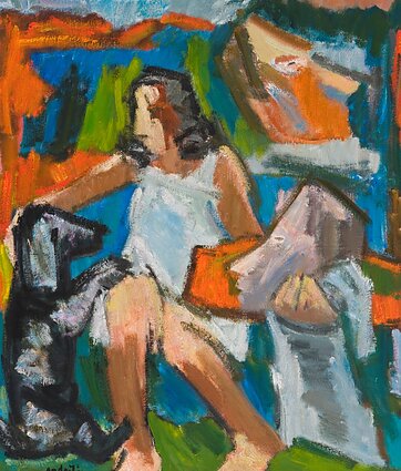 Antanas Gudaitis, „Mūza“, 1968, kartonas, aliejus, 115 × 100 cm. MO muziejaus kolekcija