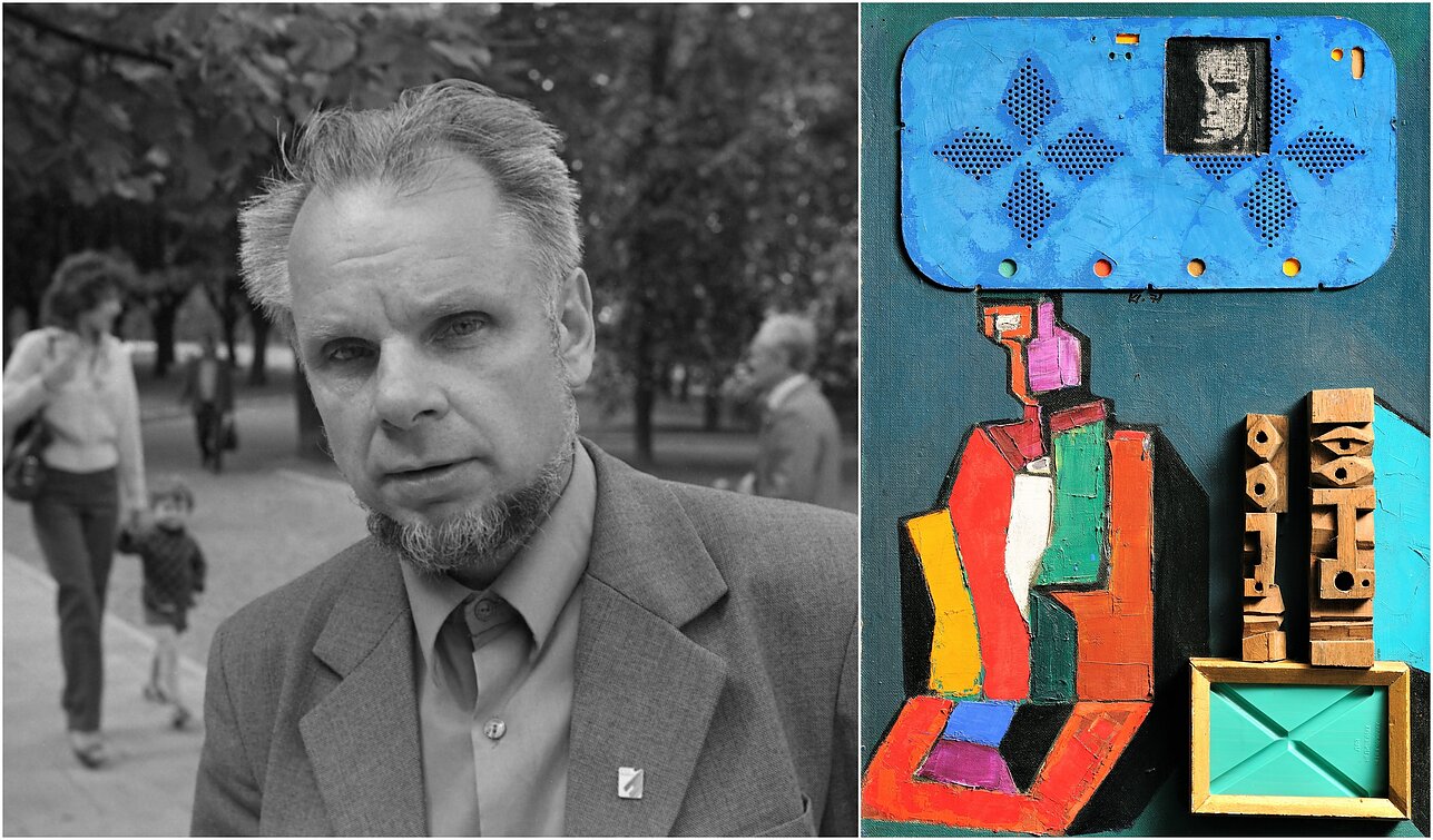 Vincas Kisarauskas and one of his paintings