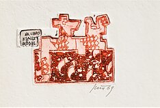 Vincas Kisarauskas, Exlibris I, from the series Bookplates for Klausas Rodelis, 1969, print, 21 × 15 cm. MO Museum collection