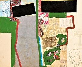 Kostas Dereškevičius, Improvisation with Self-Portrait, 1971, collage, 73 x 60 cm. MO Museum collection