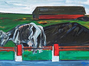 Kostas Dereškevičius, Cow by the Road, 1972, oil on cardboard, 60 x 81 cm. MO Museum collection
