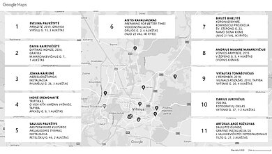 Projekto „Balkonų galerijos/Suartėjimai“ žemėlapis