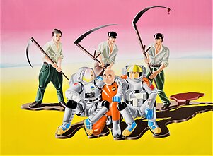 Jonas Jurcikas, „Laiminga pabaiga“, 2010, drobė, akrilas, 290 × 390 cm. MO muziejaus kolekcija Jonas Jurcikas, „Laiminga pabaiga“, 2010, drobė, akrilas, 290 × 390 cm. MO muziejaus kolekcija