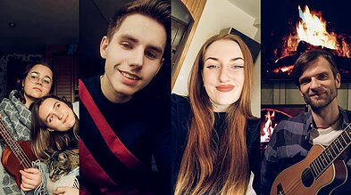 Kadras iš Voldemaro Petersono ir jo mokinių bei bičiulių sukurto klipo