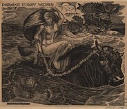 Stanisław Rolicz. Europos pagrobimas I. 1943. Medžio raižinys. Torunės Mikalojaus Koperniko universiteto bibliotekos grafikos rinkinys Stanisław Rolicz. Europos pagrobimas I. 1943. Medžio raižinys. Torunės Mikalojaus Koperniko universiteto bibliotekos grafikos rinkinys