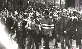 Protesters march along Laisvės Avenue in Kaunas, May 18, 1972