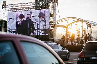 Drive-in concert during coronavirus quarantine in Lithuania. Drive-in concert during coronavirus quarantine in Lithuania.