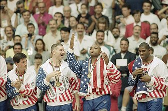 The US Dream Team at the 1992 Olympics in Barcelona The US Dream Team at the 1992 Olympics in Barcelona