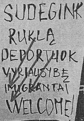 Protesto plakatas, dėl kurio buvo pradėta baudžiamoji byla