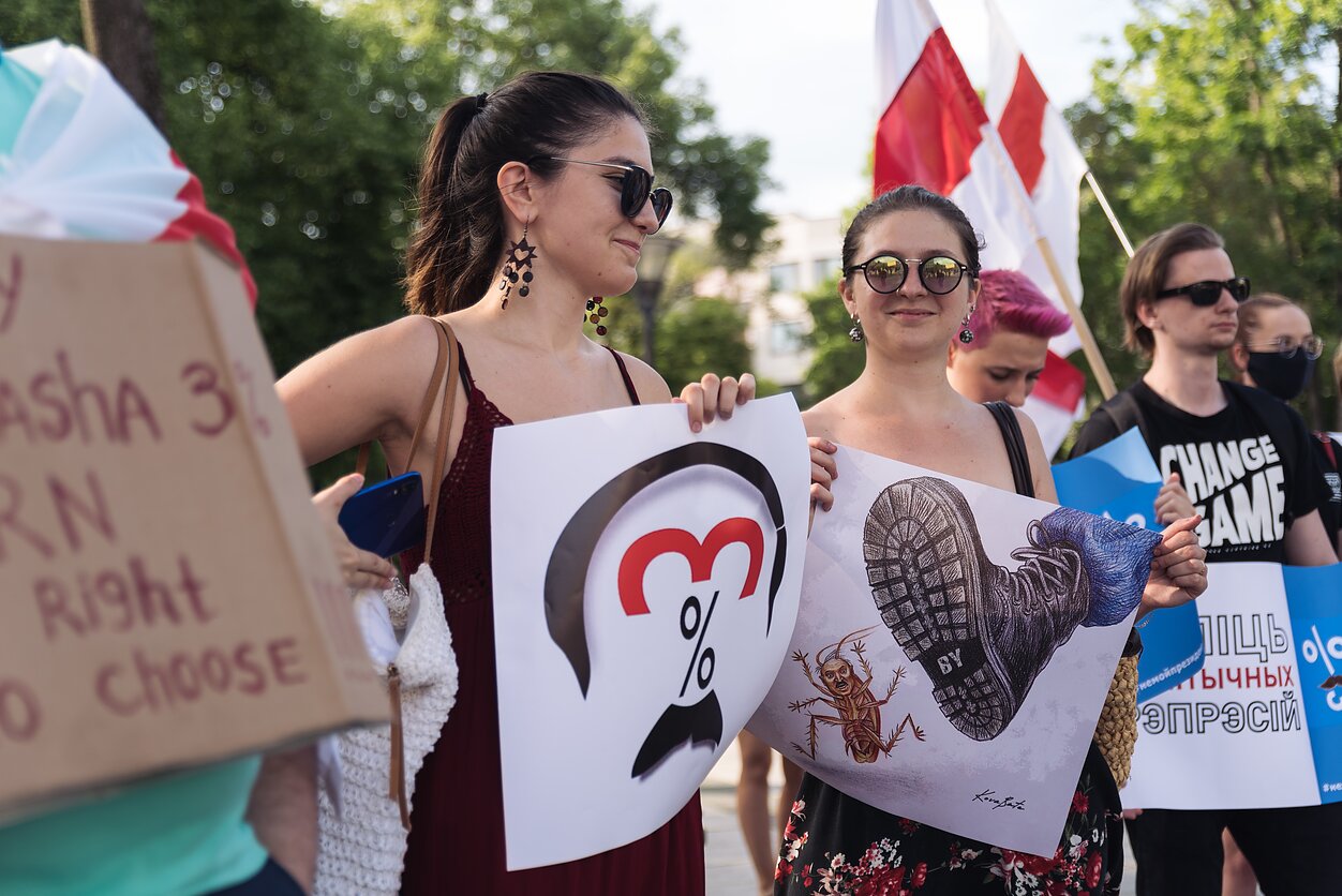 People in Vilnius protest against crackdown in Belarus