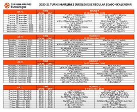 2020-21 m. sezono Eurolygos tvarkaraštis (1-34 turai)