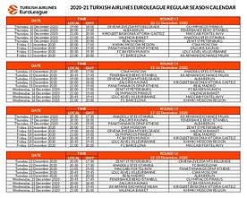 2020-21 m. sezono Eurolygos tvarkaraštis (1-34 turai)