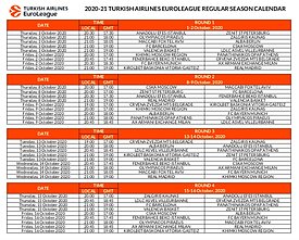 2020-21 m. sezono Eurolygos tvarkaraštis (1-34 turai)